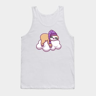 Cute Sloth Sleeping On Cloud Tank Top